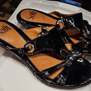 Sofft Black Patent Leather Sandals